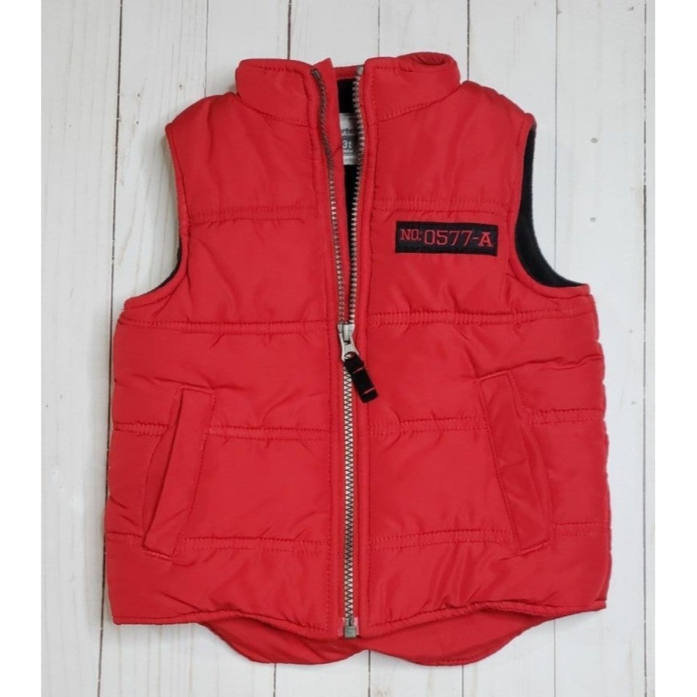 Boys Carter's Red Puffy Vest 3T